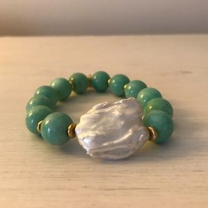 Bourbon and Bowties Beaded Pearl Stretch Bracelet